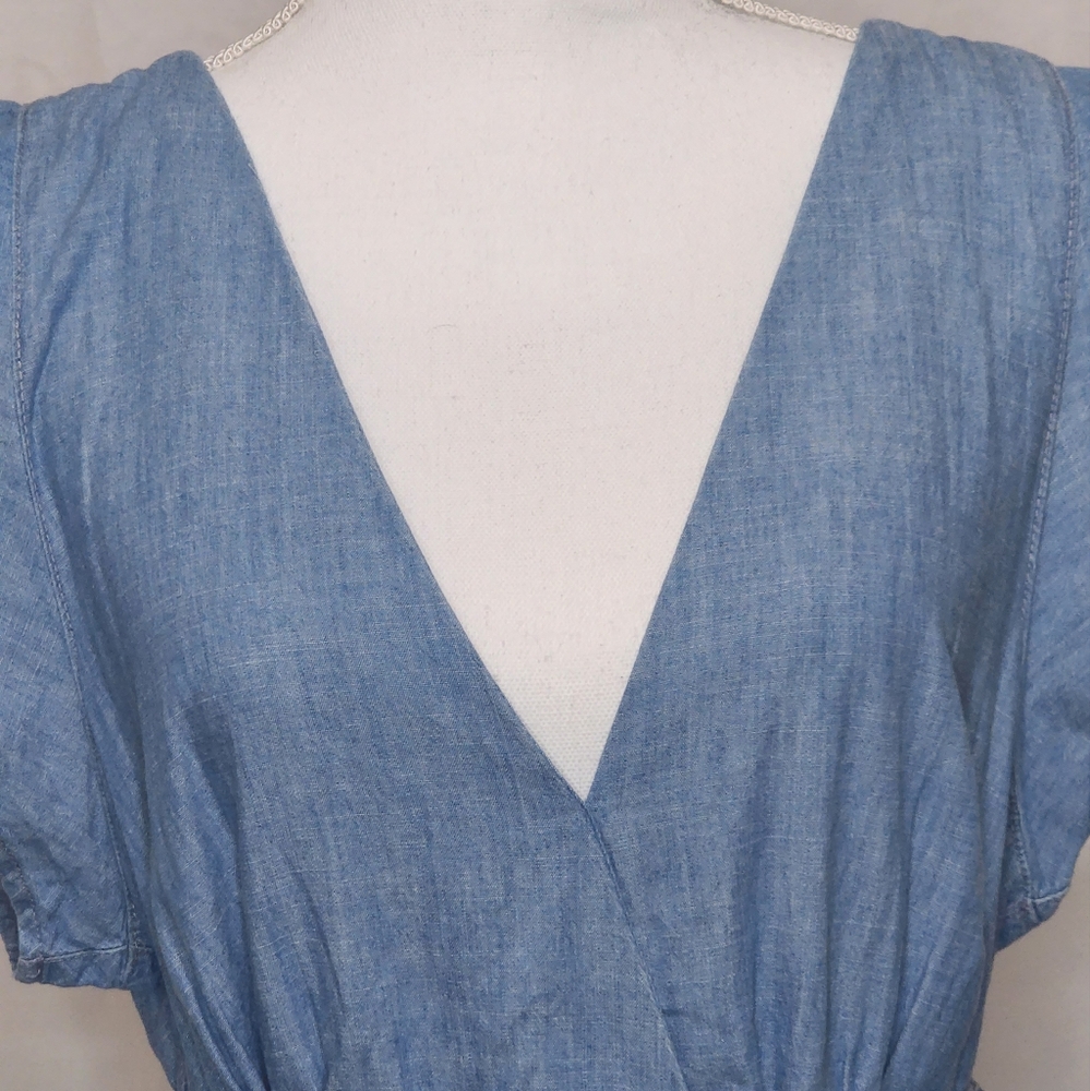 TOP SHOP Women's Demin Ruffle Mini Dress - Picture 6 of 13
